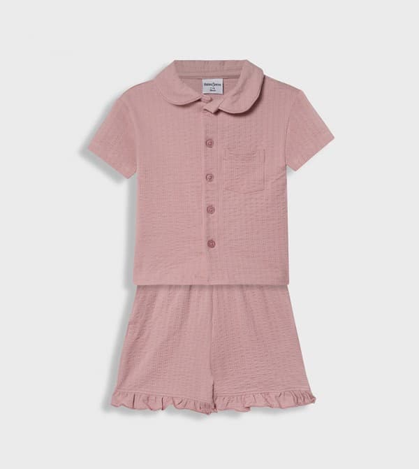 Solid Short Sleeves Shorts Set thumbnail 1