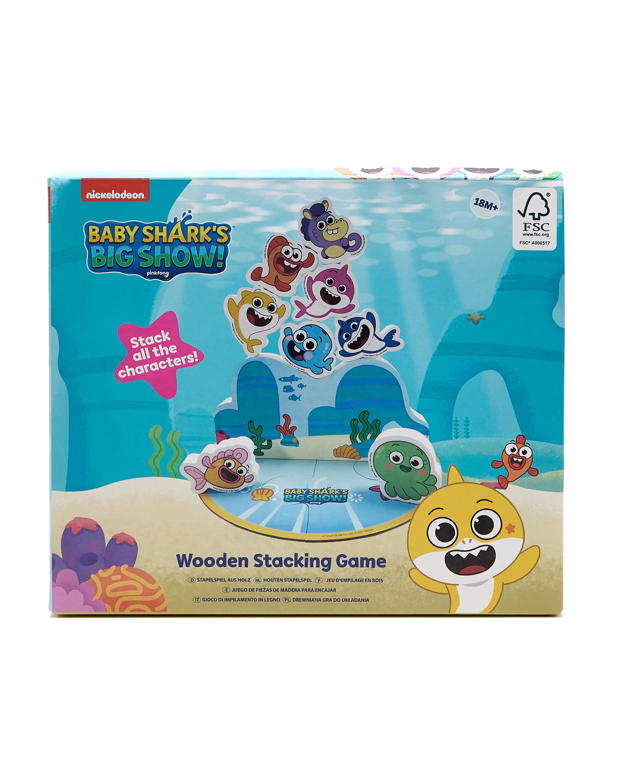 Babies & more 86-0003-Baby Shark Wooden Stac - Multicolor