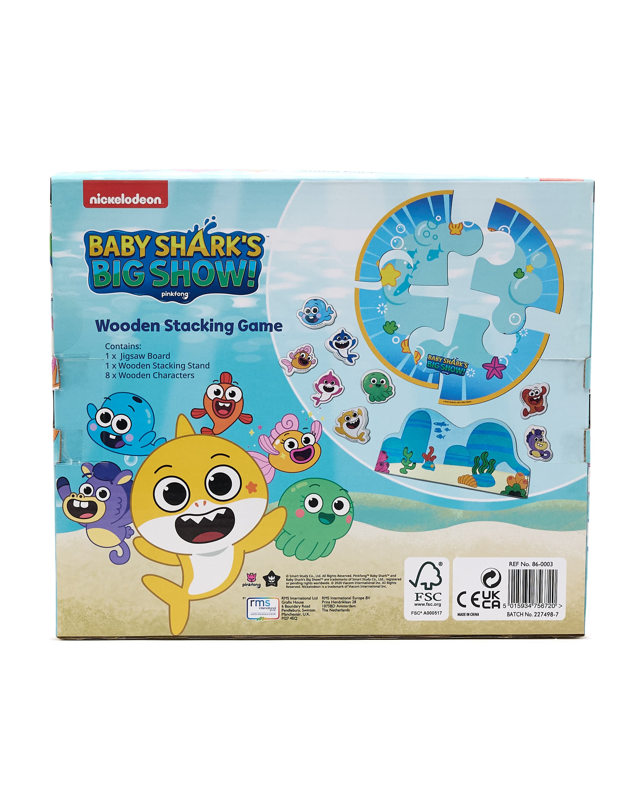 Babies & more 86-0003-Baby Shark Wooden Stac - Multicolor