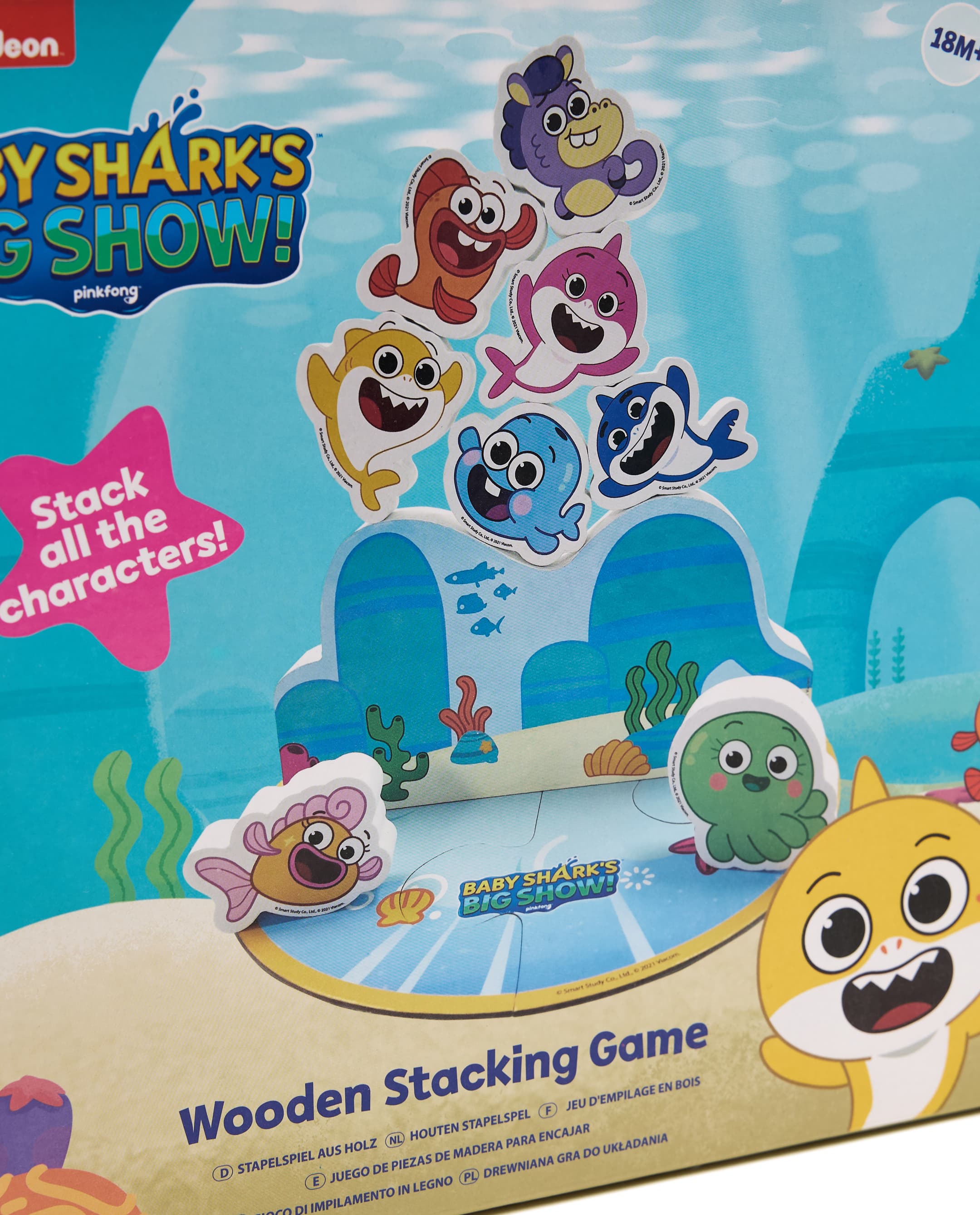 Babies & more 86-0003-Baby Shark Wooden Stac - Multicolor