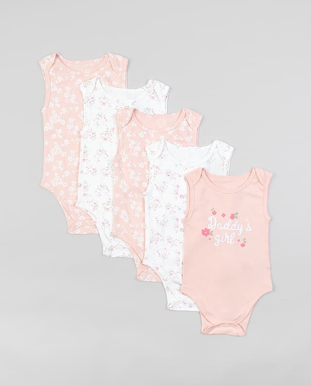 Babies and More Bodysuit Sleeveless 5 Pack - Pink thumbnail 1