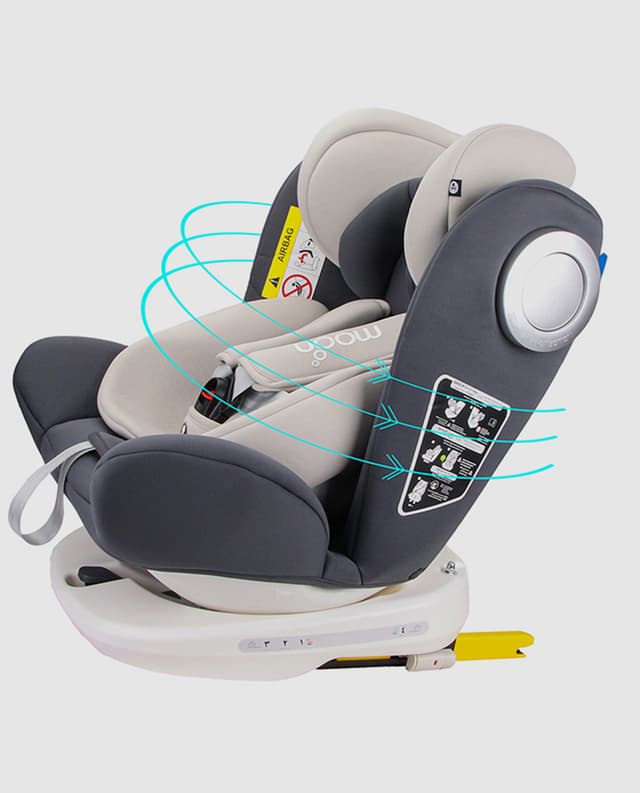 Moon Gyro Car Seat – 360° Rotating Booster Seat For Kids/Infants/Toddlers - Baby Travel Gear (Group 0-1-2-3) - Rear & Forward Convertible W/Isofix - 0M To 12Yr (Up To 36Kg) – Grey thumbnail 1