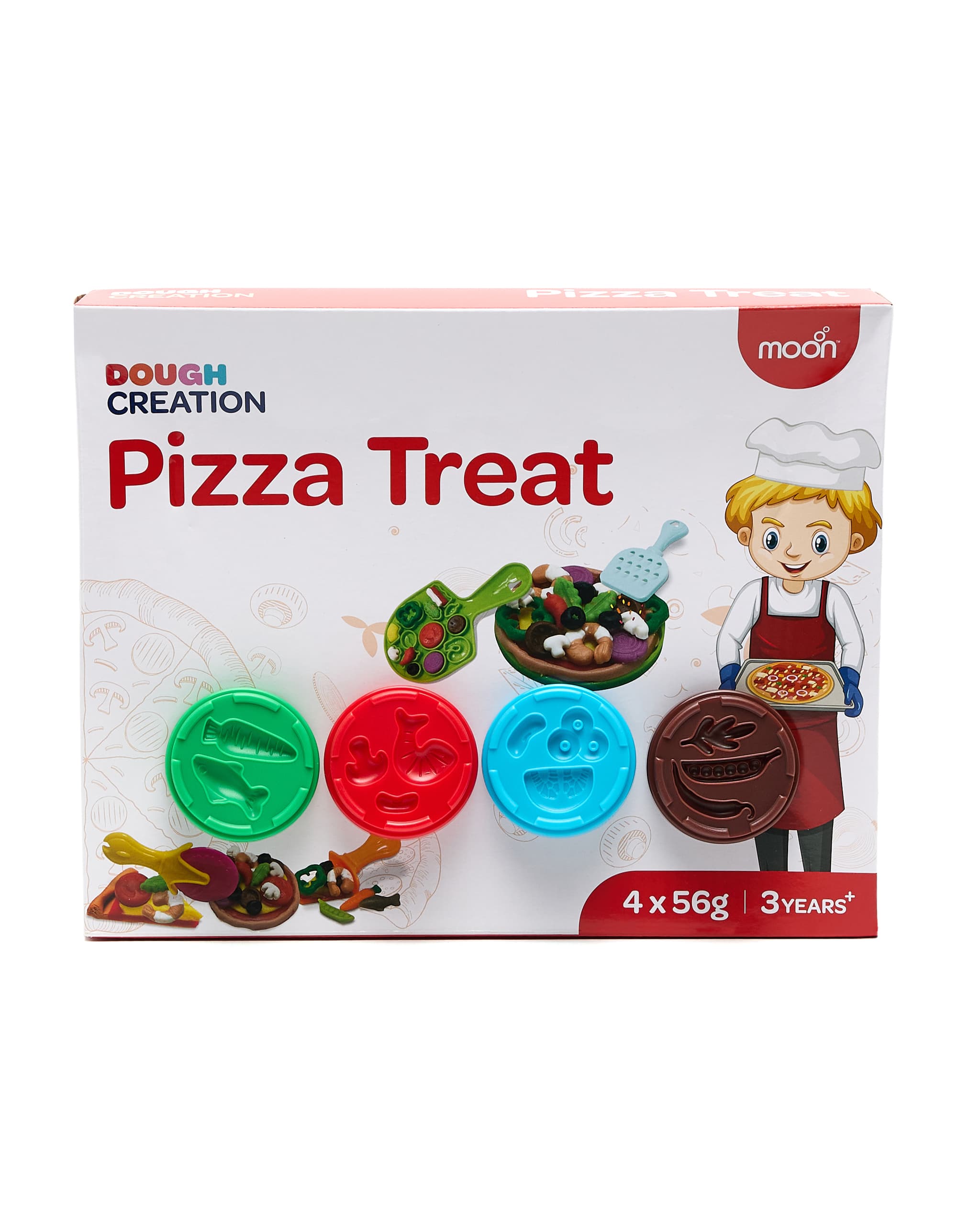 Moon Kid'S Dough Pizza Treats. 4 X 56G/2Oz Dough Pot - Multicolor