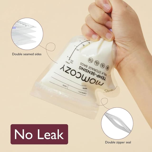 Momcozy Breastmilk Storage Bag, 8Oz, Temp-Sensing Color Change Breast Milk Bags - Pack Of 60 thumbnail 5