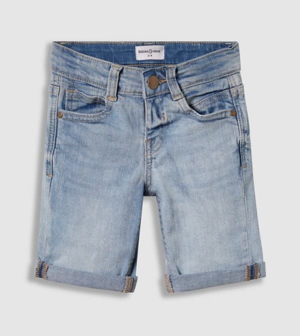 Faded Button Detail Denim Shorts