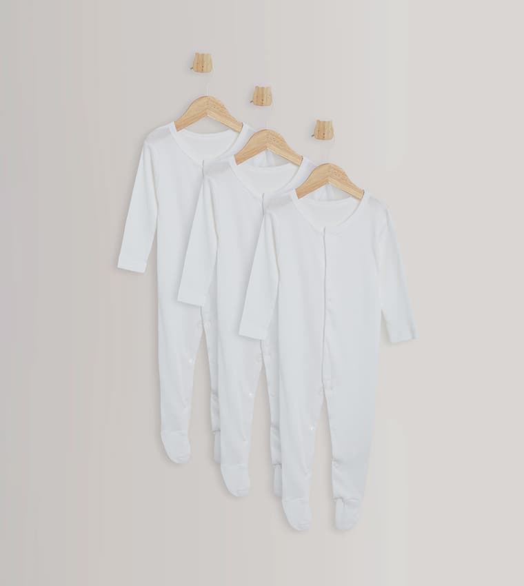 3 Pack Footed Sleepsuits