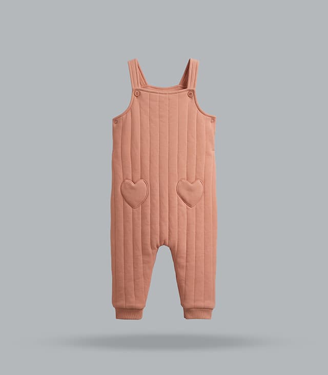 Ribbed Dungaree Set with Scallop Neckline and Heart Pocket Detail thumbnail 5