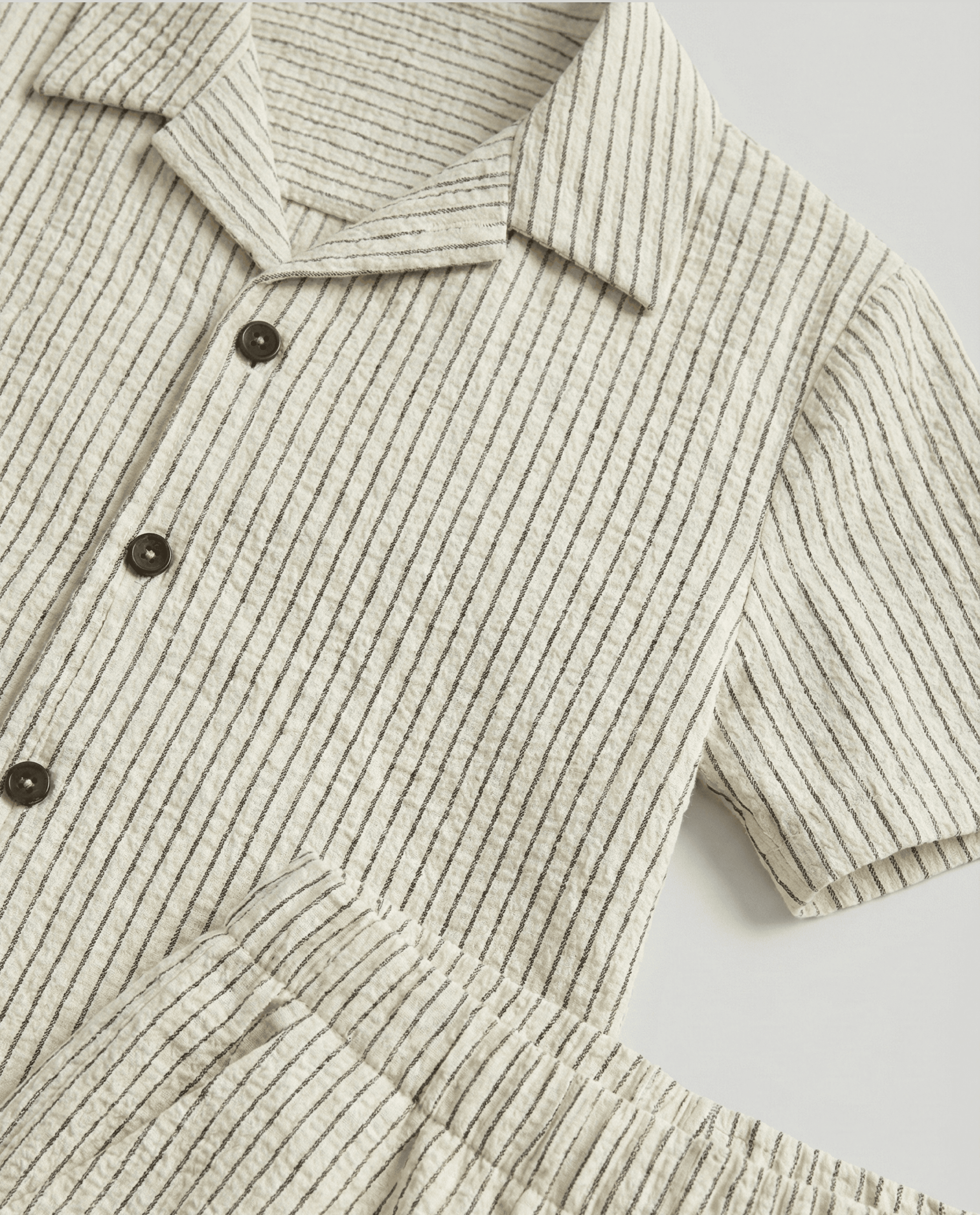 Striped Short Sleeves Woven Clothing Set