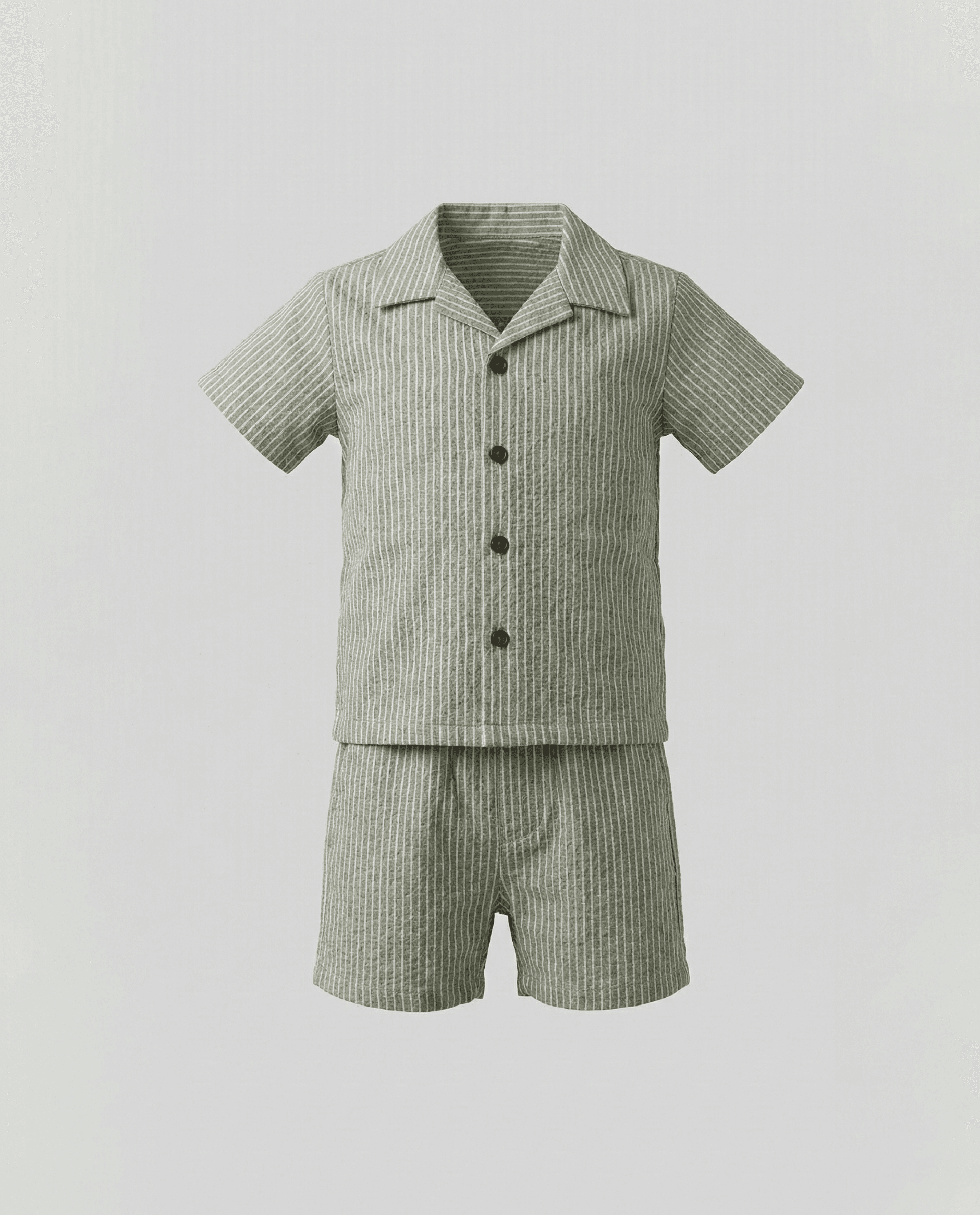 Striped Short Sleeves Woven Clothing Set