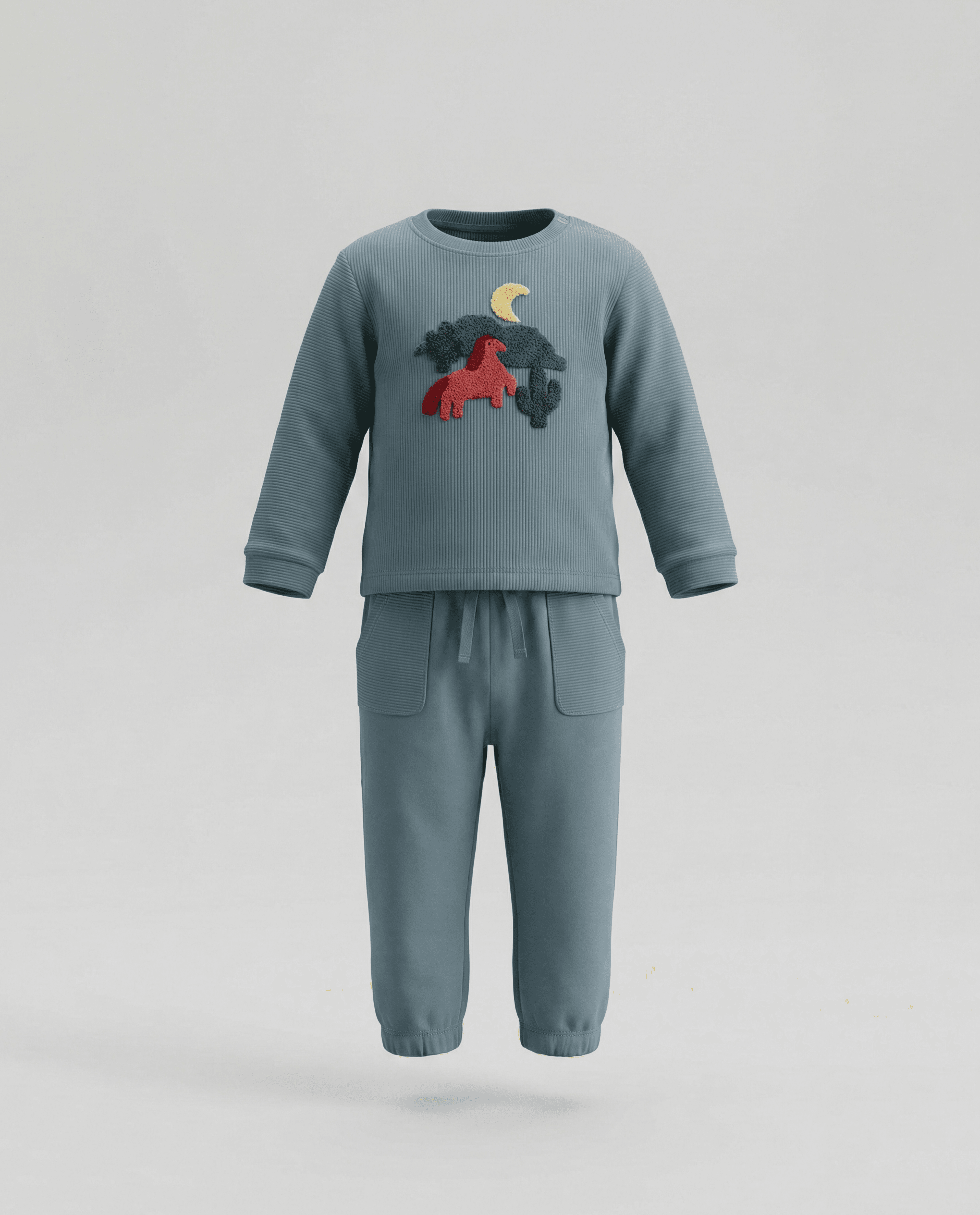 Appliqued Long Sleeves Casual Jogger Set
