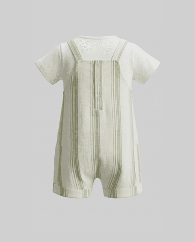 Striped Short Sleeves Dungaree Set thumbnail 2