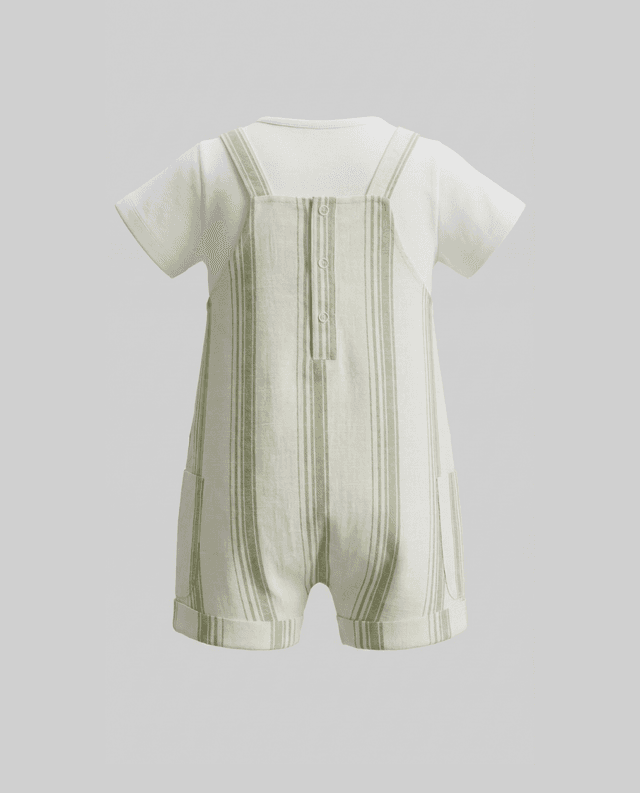 Striped Short Sleeves Dungaree Set thumbnail 2