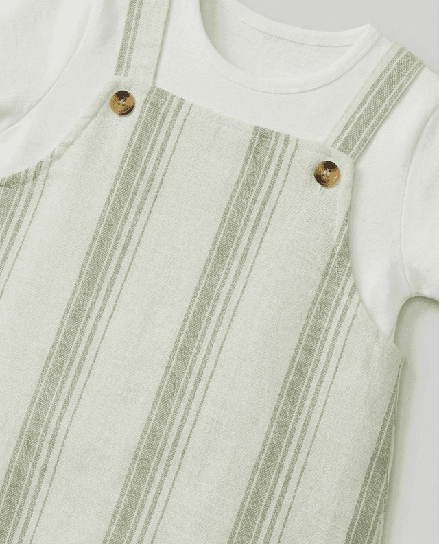 Striped Short Sleeves Dungaree Set thumbnail 4