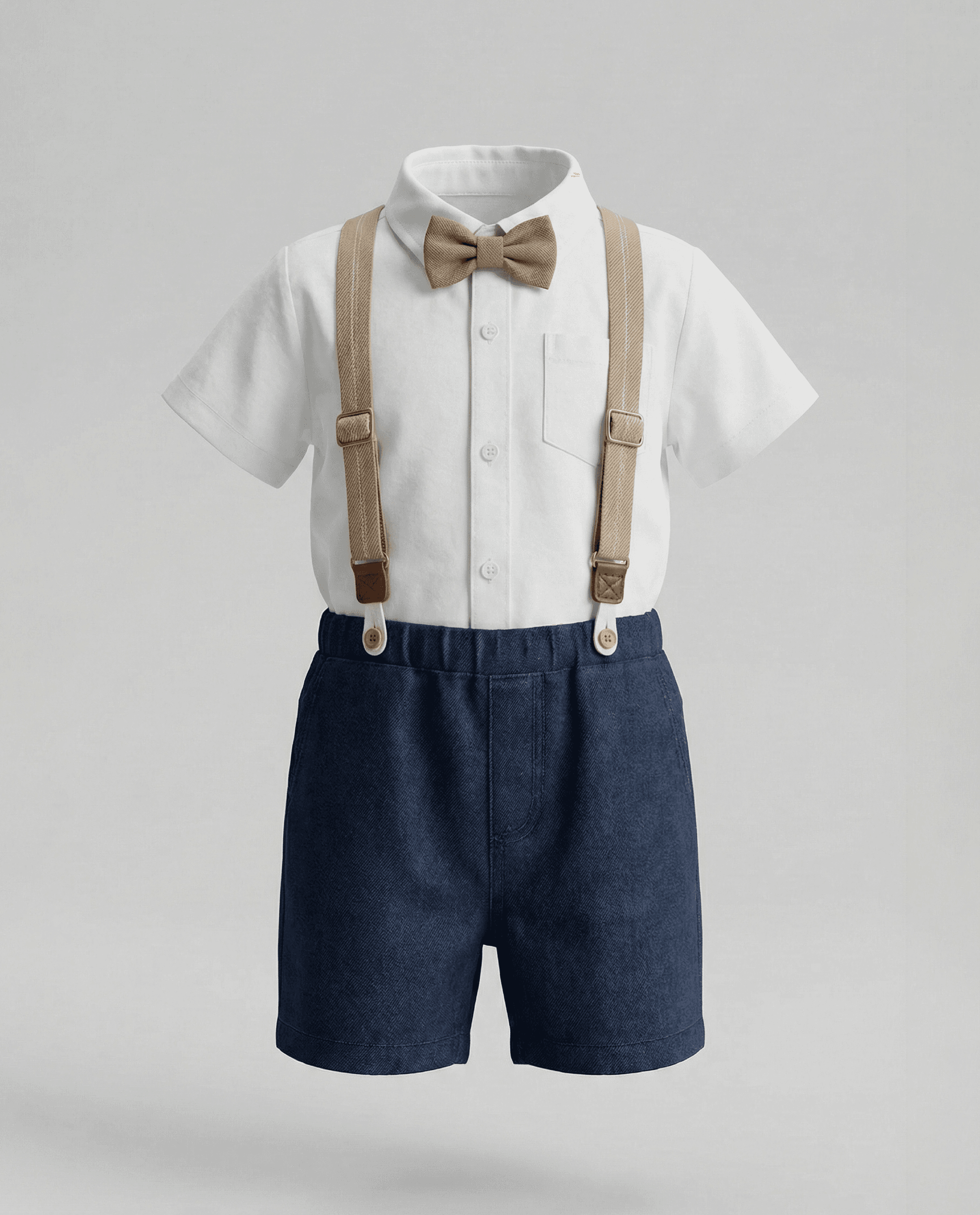 Short Sleeves Collared Dungaree