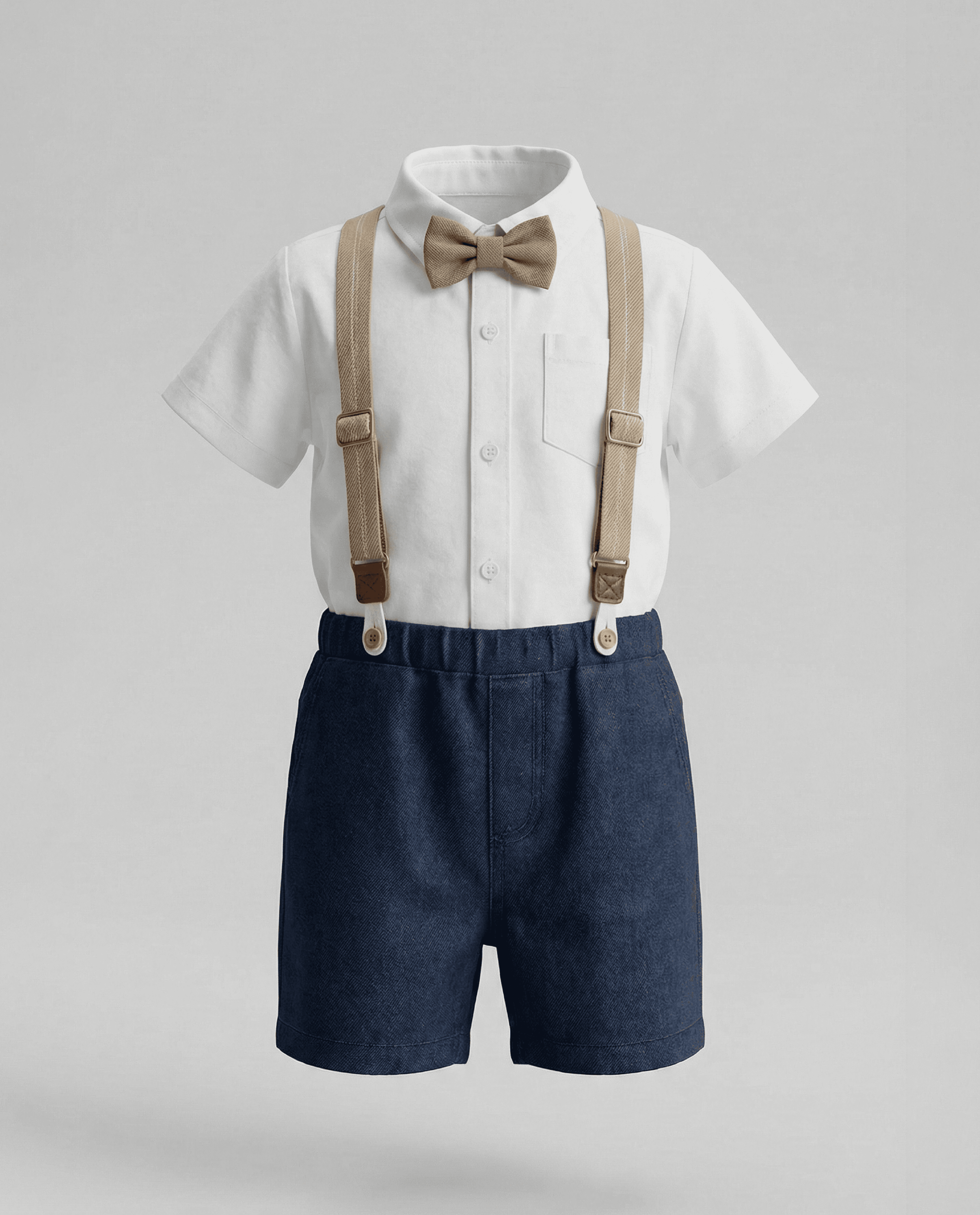 Short Sleeves Collared Dungaree