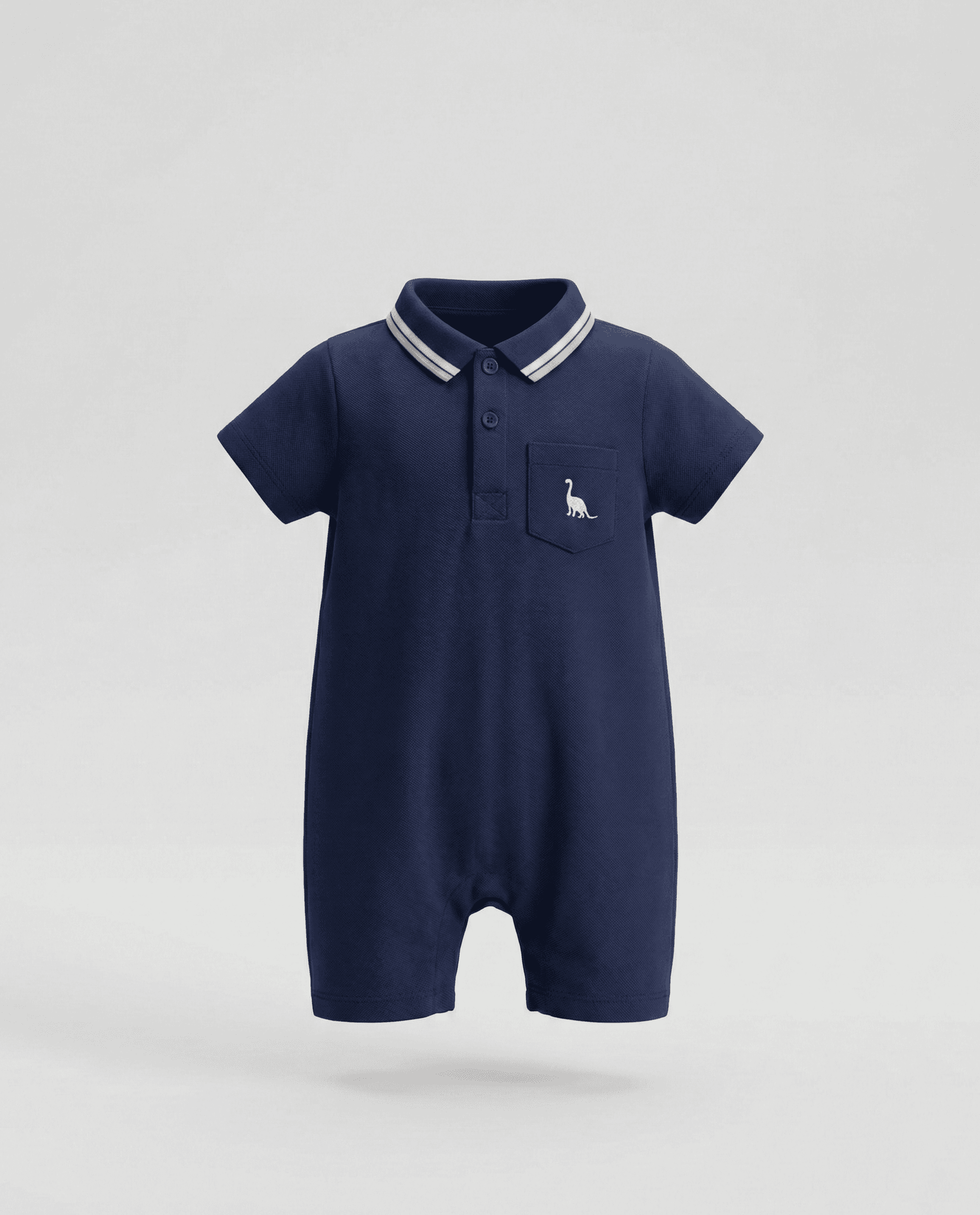 Contrast Tipping Short Sleeves Collared Romper