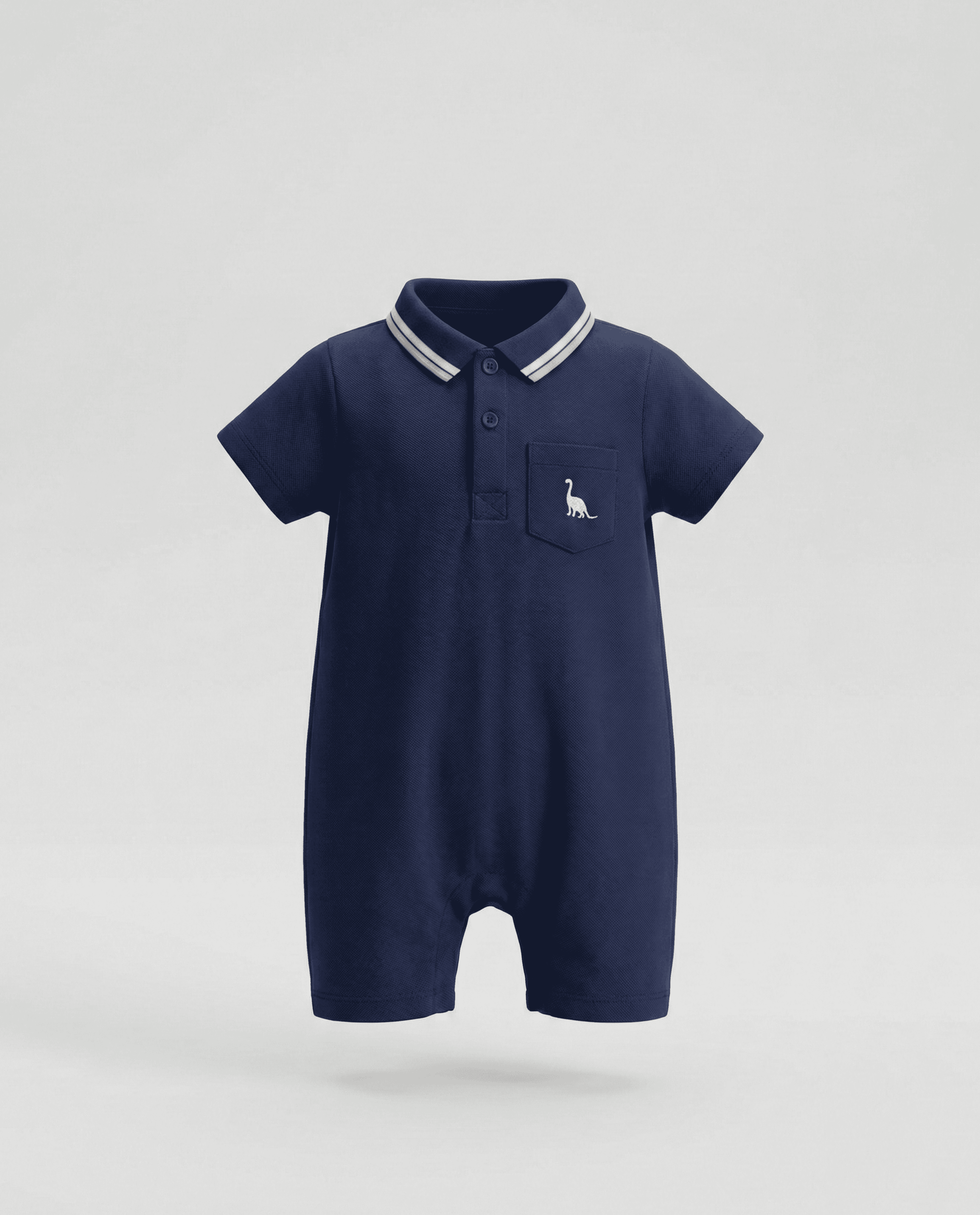 Contrast Tipping Short Sleeves Collared Romper