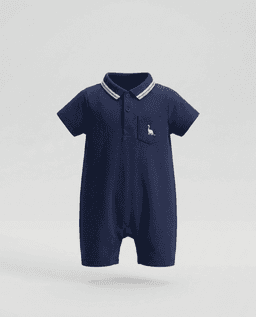 Contrast Tipping Short Sleeves Collared Romper