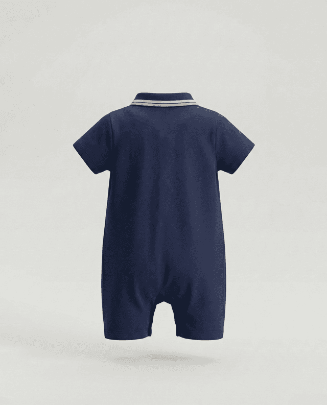 Contrast Tipping Short Sleeves Collared Romper thumbnail 2