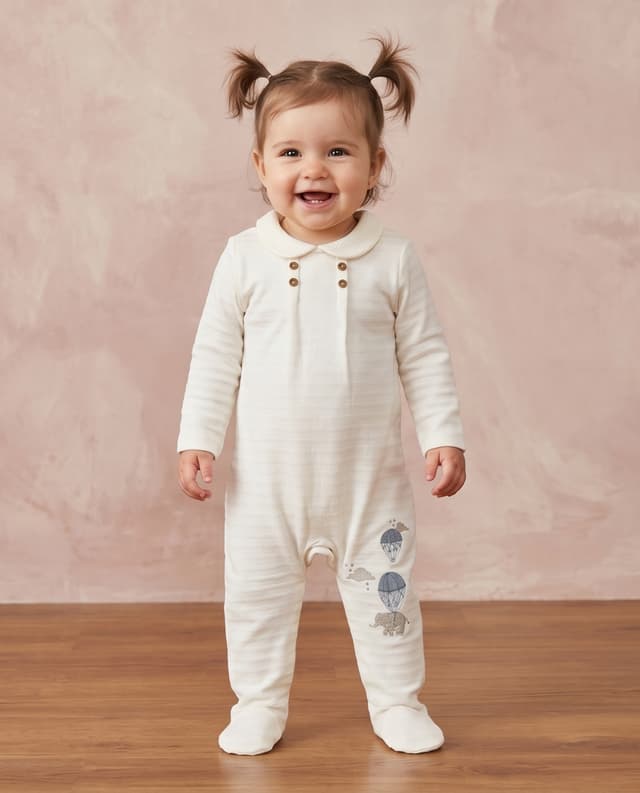 Long Sleeves Collar Sleepsuit thumbnail 1