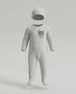 Printed Long Sleeves Sleepsuit With Hat