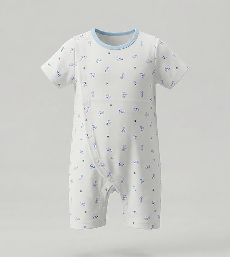 Stitch Printed Short Sleeves Rompers