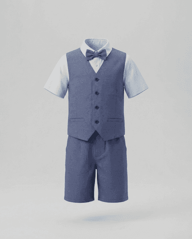 Solid Short Sleeves Collared Vest Co-Ord Set thumbnail 1
