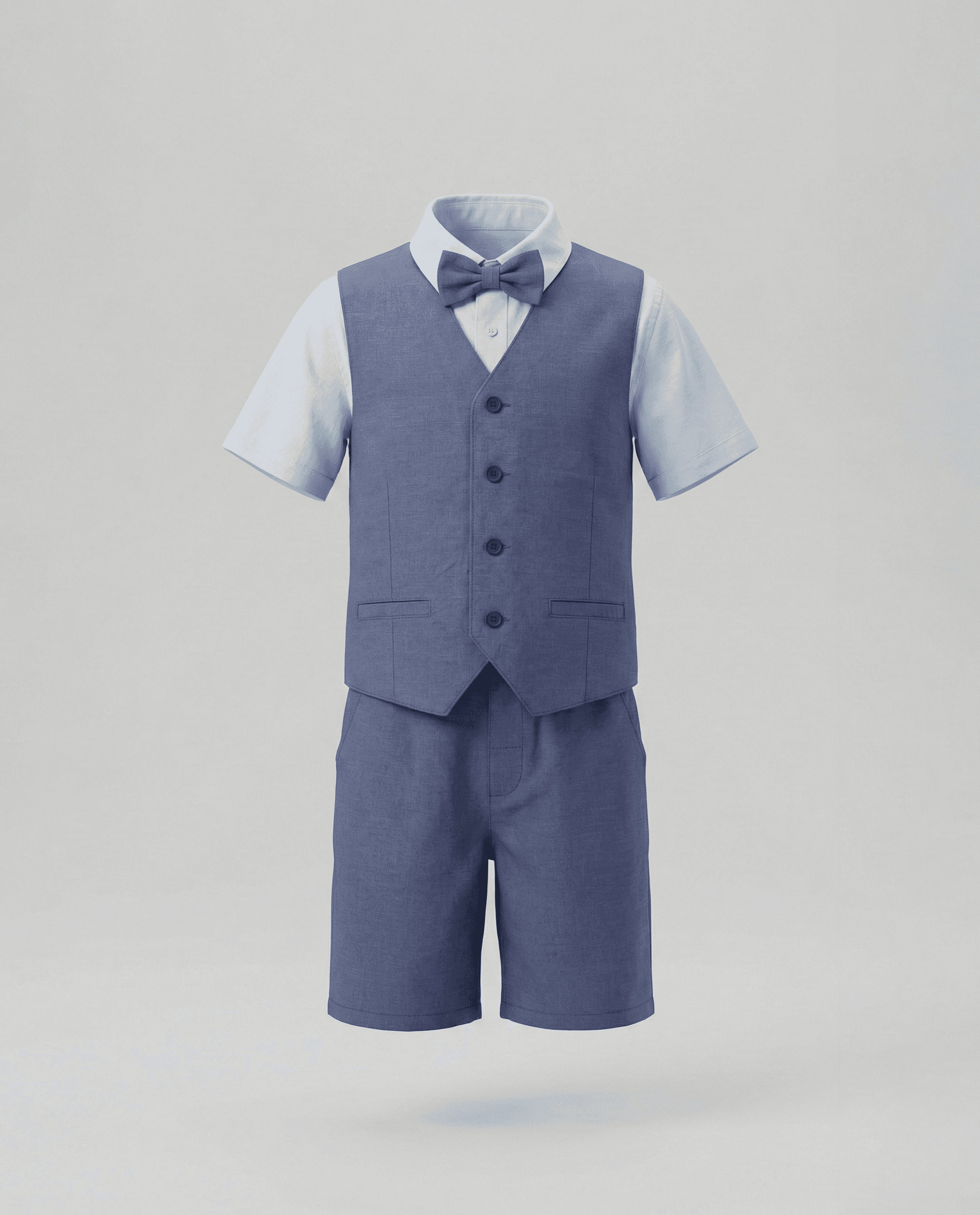 Solid Short Sleeves Collared Vest Co-Ord Set