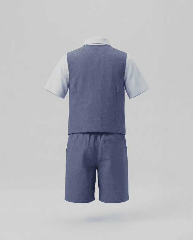 Solid Short Sleeves Collared Vest Co-Ord Set thumbnail 2