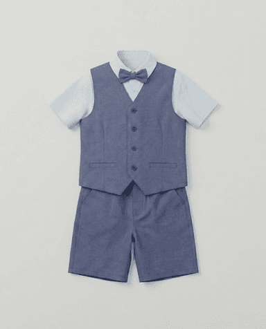 Solid Short Sleeves Collared Vest Co-Ord Set thumbnail 3