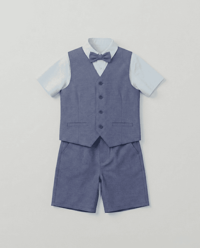 Solid Short Sleeves Collared Vest Co-Ord Set thumbnail 3