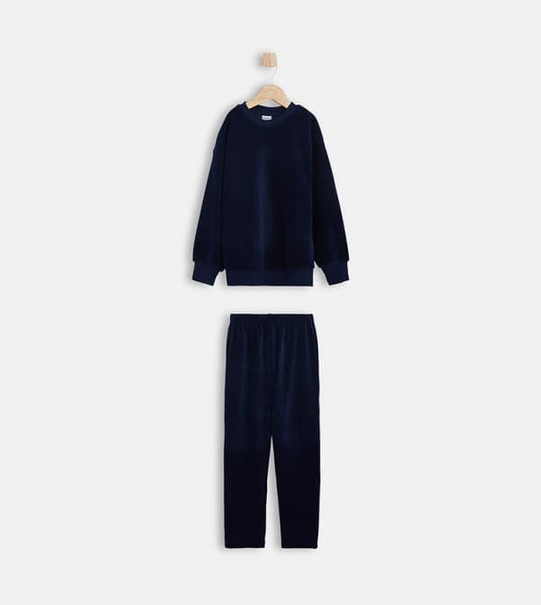 SOLID 100% Polyester Long Sleeves Pyjama Set
