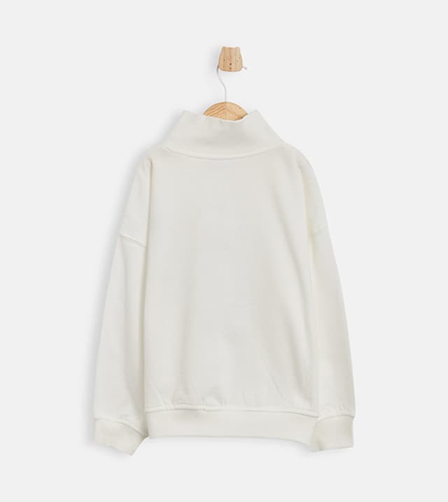 SOLID 100% Cotton Embroidered High Neck Sweatshirt thumbnail 2