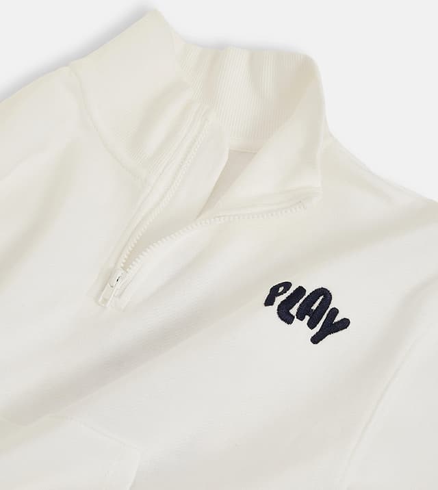 SOLID 100% Cotton Embroidered High Neck Sweatshirt thumbnail 3