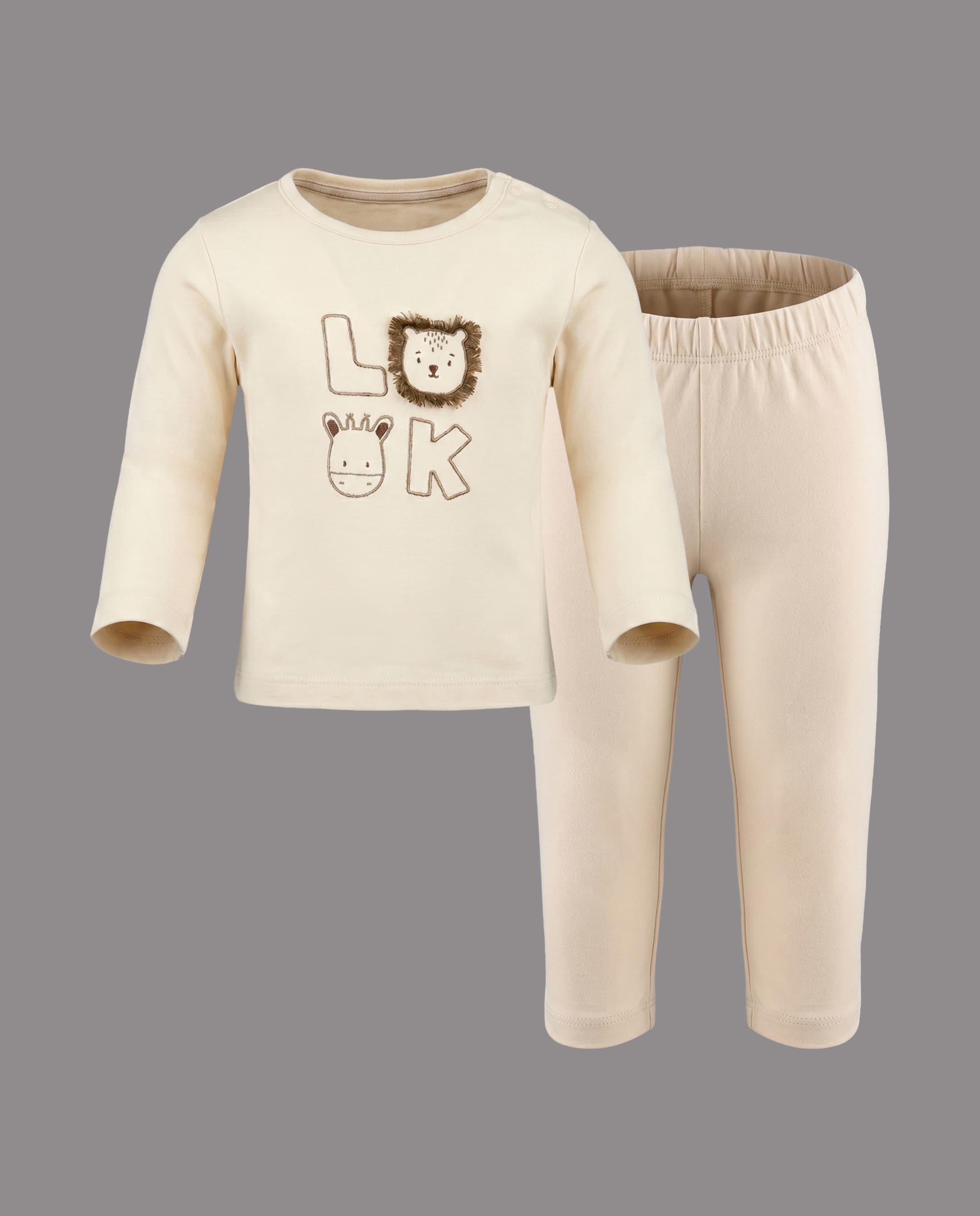 Long Sleeves Applique Pyjama Set