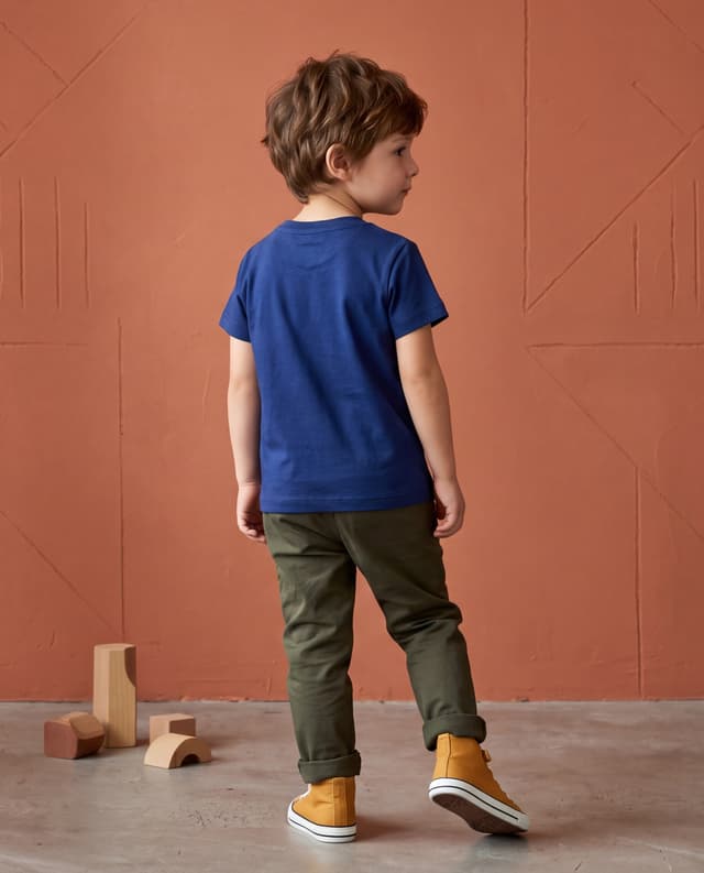 DINO Print T-Shirt with Crew Neck and Short Sleeves thumbnail 2