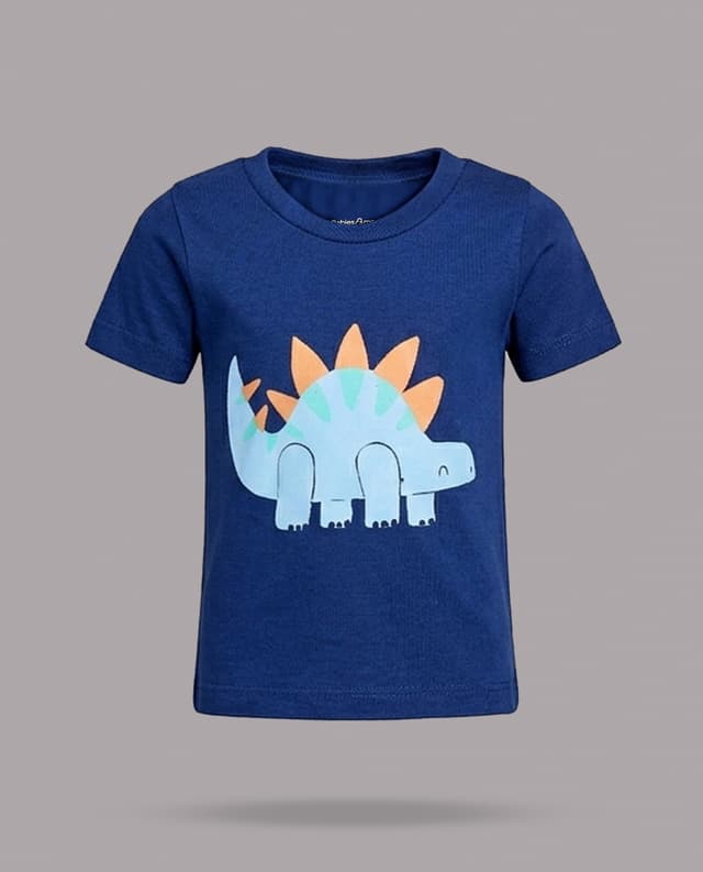 DINO Print T-Shirt with Crew Neck and Short Sleeves thumbnail 3