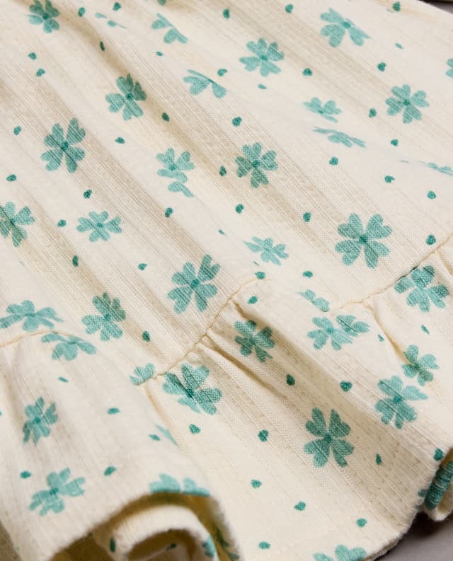 Floral Print Mini Dress with Crew Neck and Long Sleeves thumbnail 5