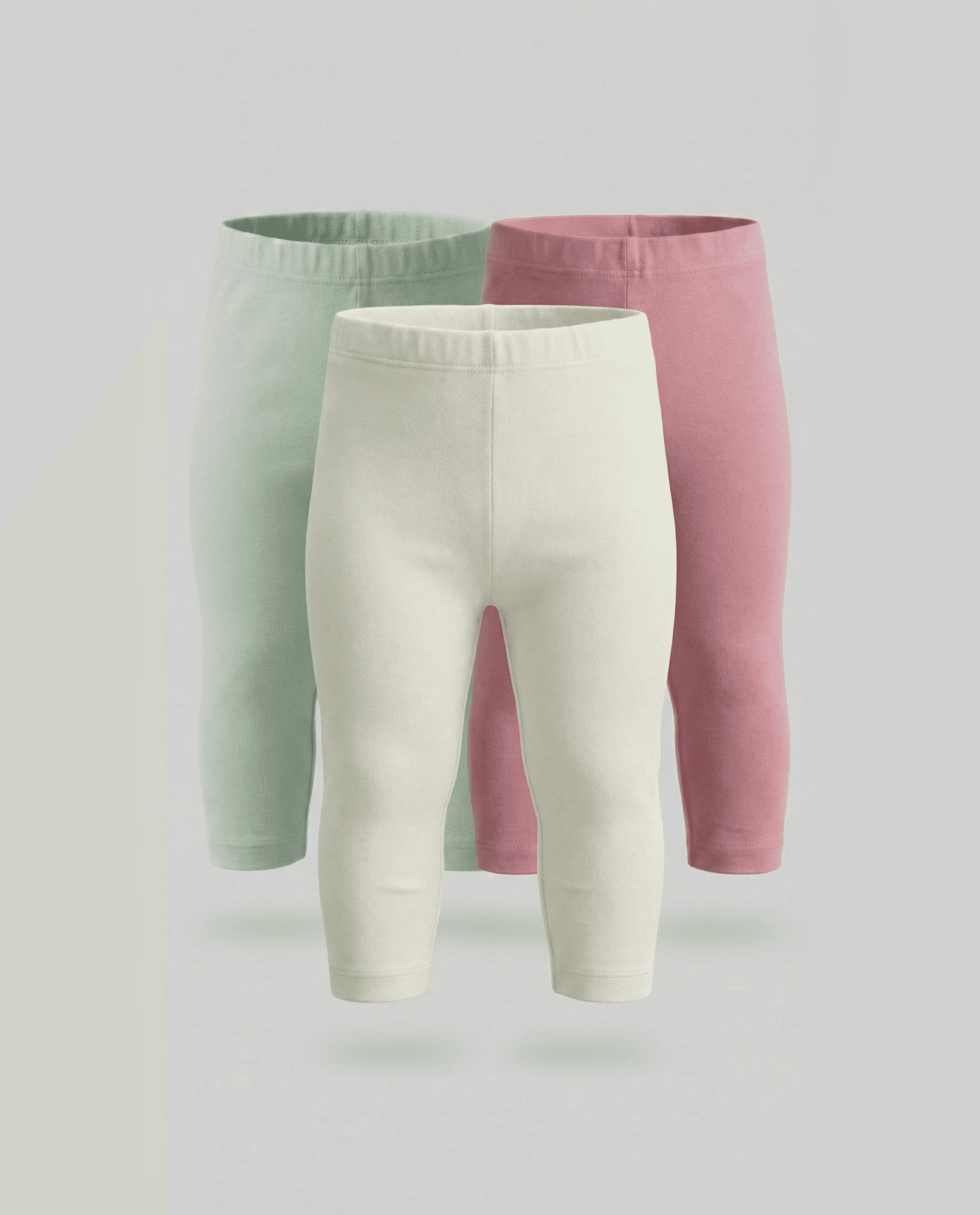 Pack of 3 Solid Elastic Waist Leggings