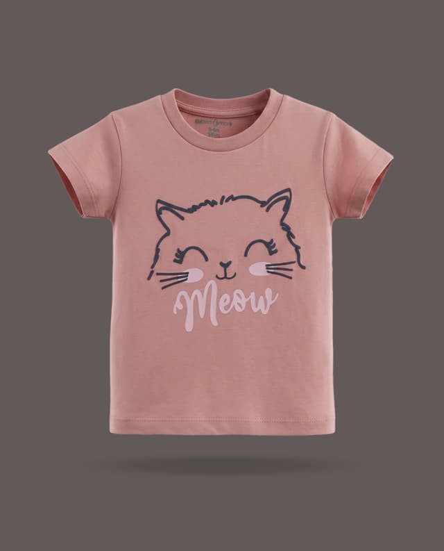 CAT Print T-Shirt with Crew Neck and Short Sleeves thumbnail 3