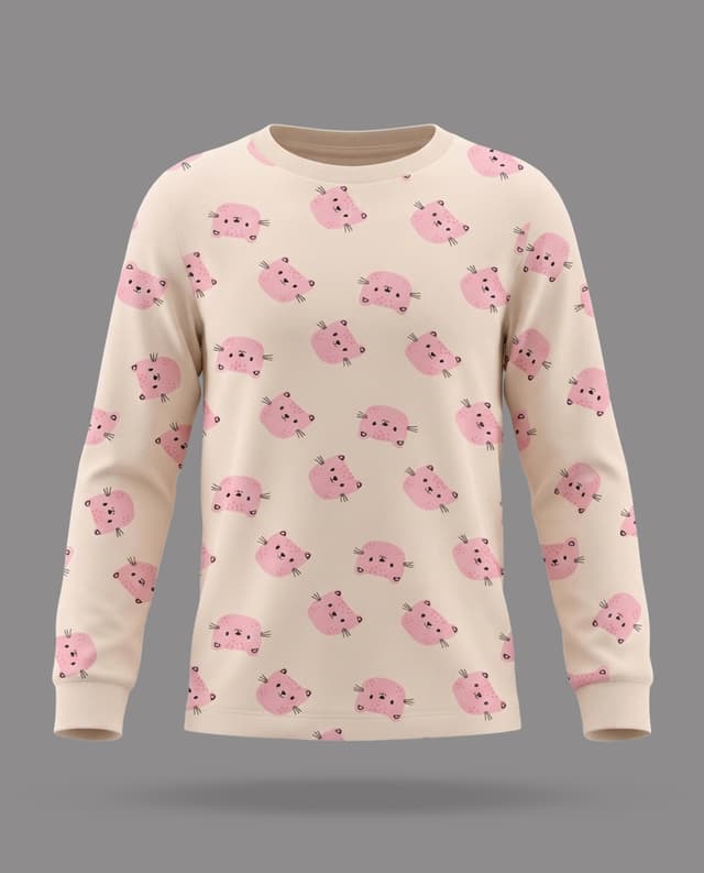 CAT Print Long Sleeves Pyjama Set thumbnail 3