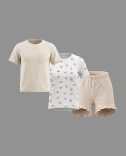 3 - Pcs Set (2 Pk T-Shirt 1 Pc Short)