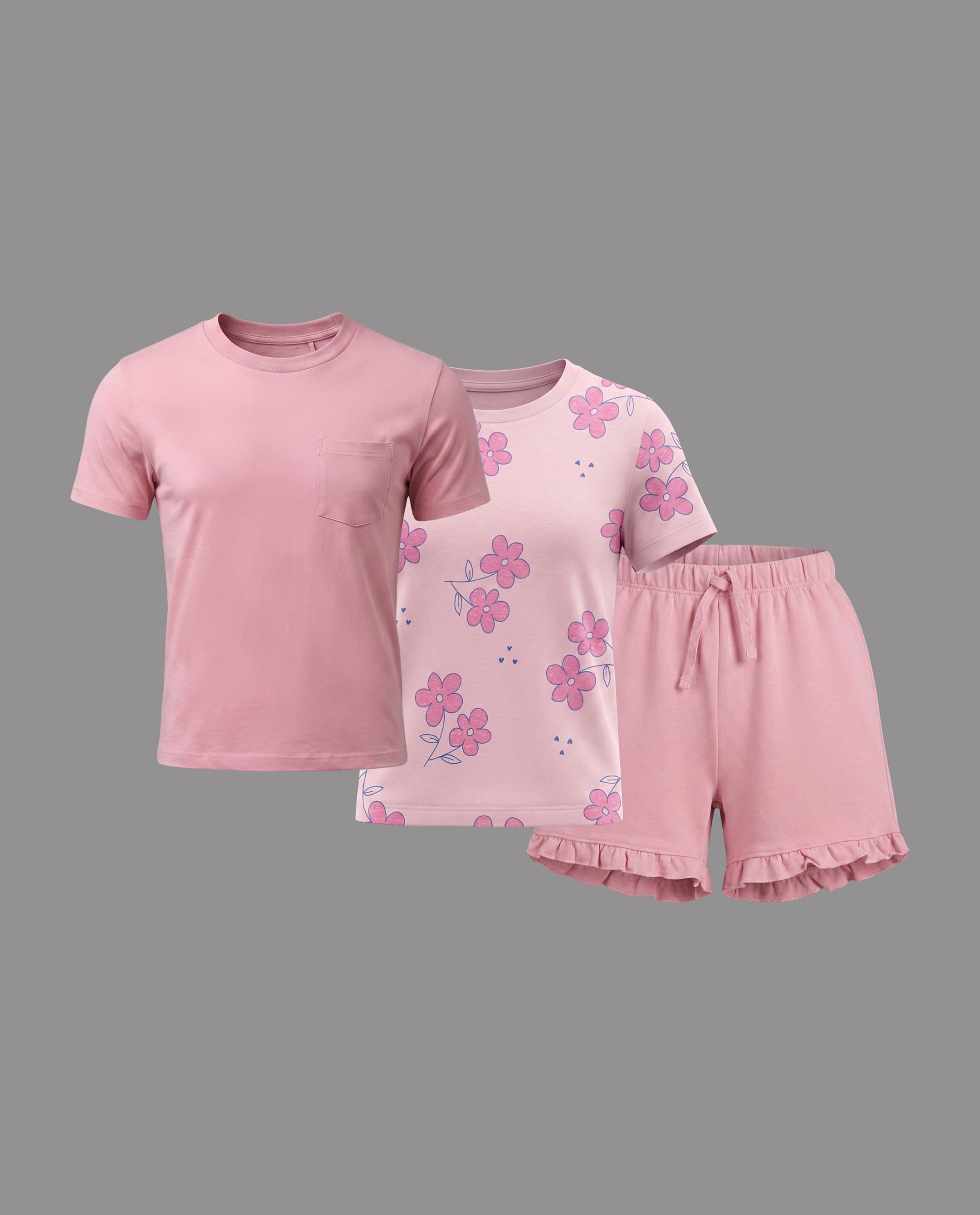 3 - Pcs Set (2 Pk T-Shirt 1 Pc Short)