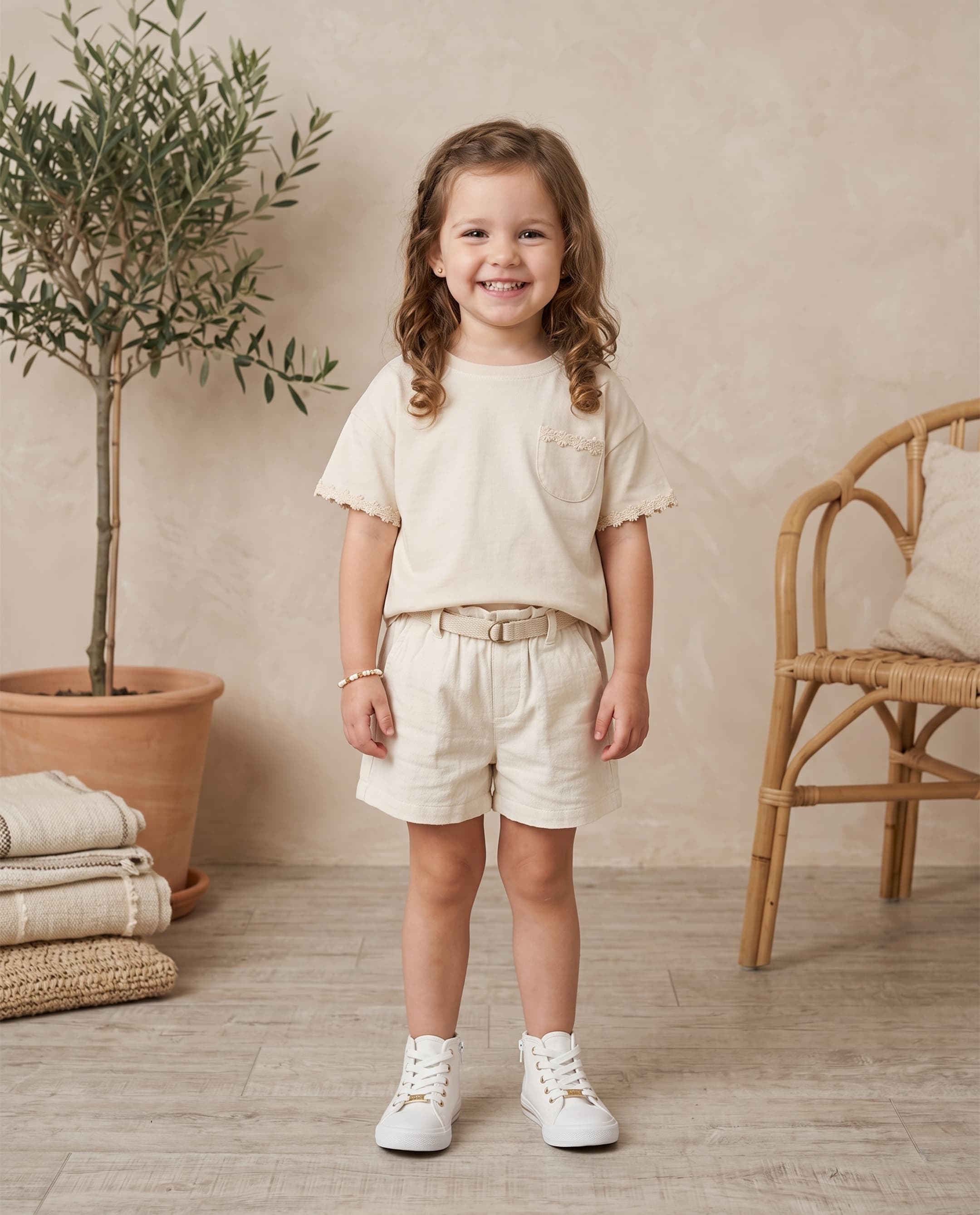 Short Sleeves Applique Rib T-Shirt