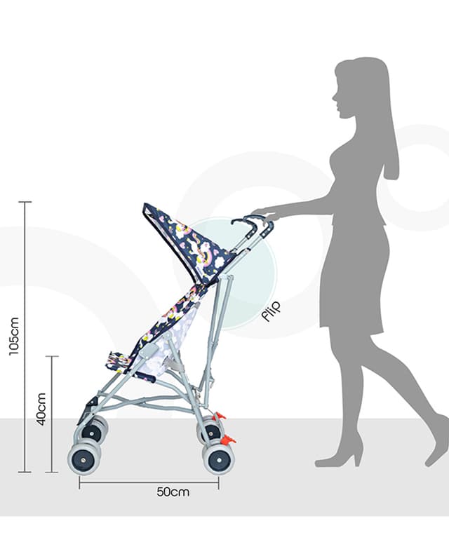 Moon Jet Light Weight Travel Buggy/Stroller For Baby/Kids/Toddler With Extra Wide Canopy |Umbrella Fold |Easy Assemble Shoulder Strap From 6 Months To 3 Years- Printed Leaf - Multicolor thumbnail 4