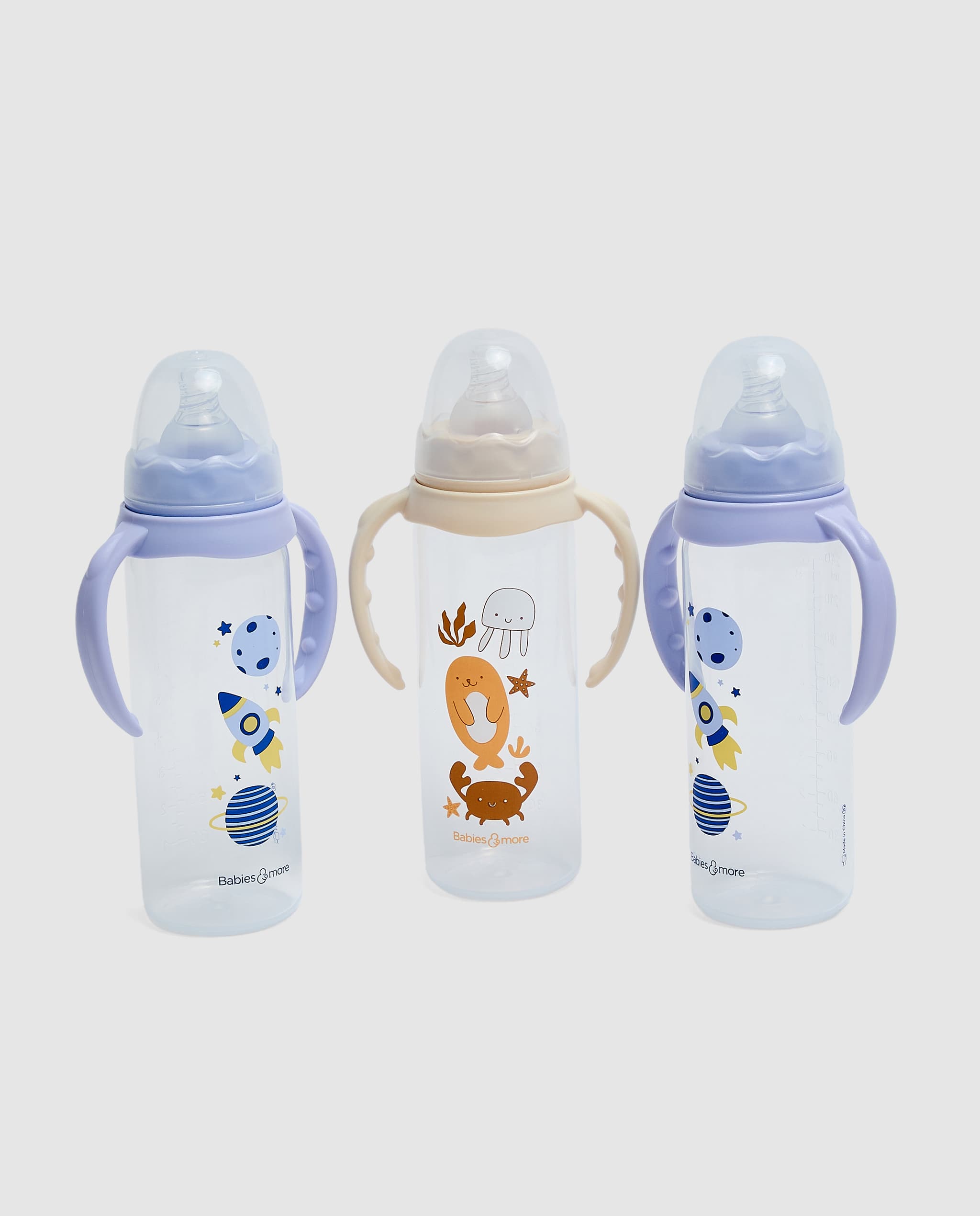 3 PACK 240ML. PP FEEDING BOTTLE WITH HANDLE
