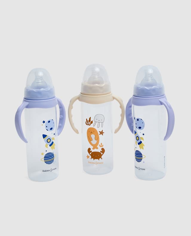 3 PACK 240ML. PP FEEDING BOTTLE WITH HANDLE thumbnail 1