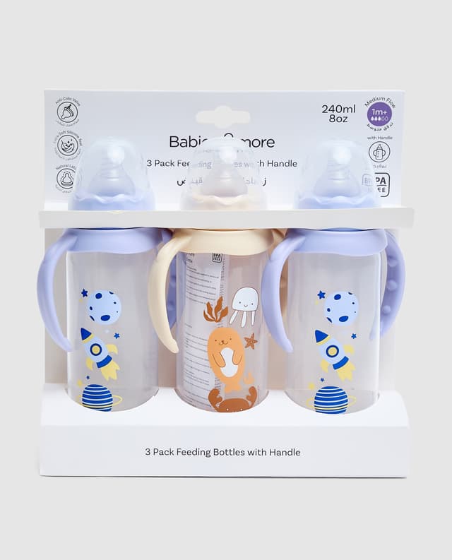 3 PACK 240ML. PP FEEDING BOTTLE WITH HANDLE thumbnail 5