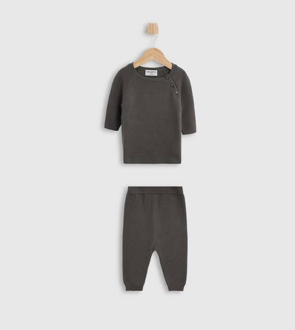 Solid Ribbed Shorts Sets thumbnail 1