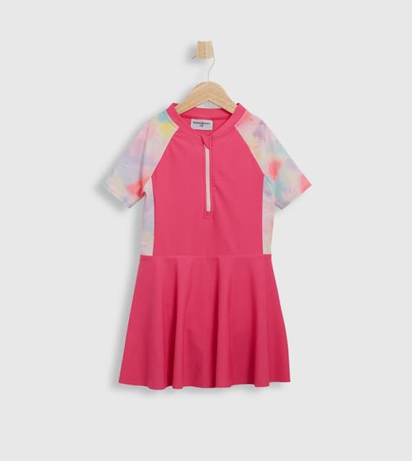 Babies and More Girls Short Sleeve One-Piece Swimsuit - Pink thumbnail 1